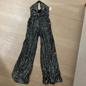 NWT Anthropologie Maeve Halter Sequin Jumpsuit